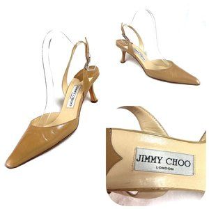 Auc Jimmy Choo Tan Leather Slingbacks